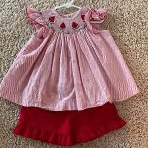 Watermelon Smocked Outfit